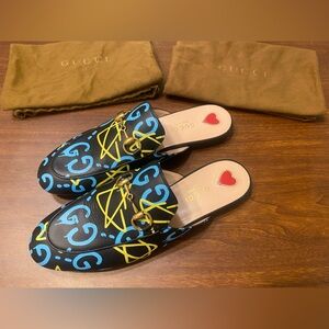 Gucci Princetown Graffiti Mules